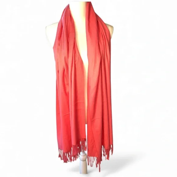 100% Cashmere Coral/ Pink Shawl/Scarf Balletcore Classic Neutral - Picture 2 of 7